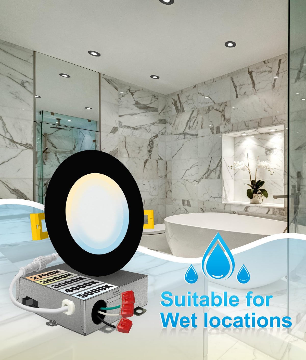 NUWATT quick-install with snap-in clips fits shallow ceilings easily