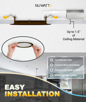 NUWATT snap-in clips simplify installation in double drywall ceilings.