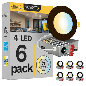 NUWATT ultra-thin 4-inch bronze recessed light installed in ceiling for clean illumination.
