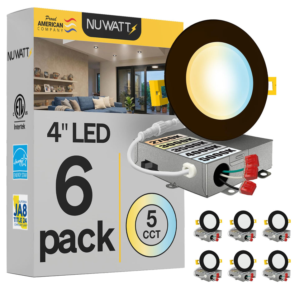 NUWATT ultra-thin 4-inch bronze recessed light installed in ceiling for clean illumination.