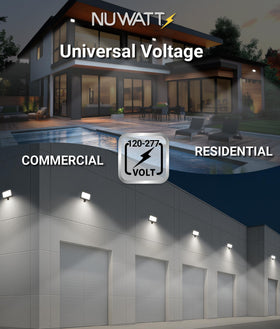 NUWATT universal voltage 120-277V compatibility simplifies installation.