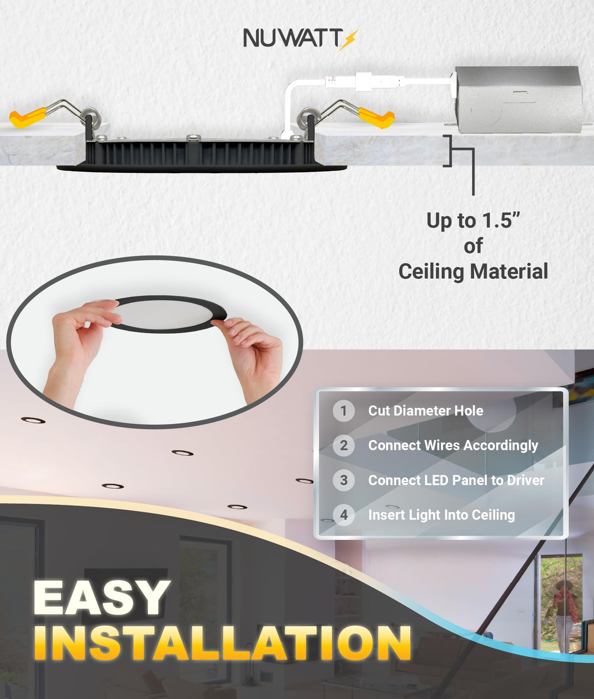 NUWATT versatile 6-inch kit for pantries, kitchens, and sheds