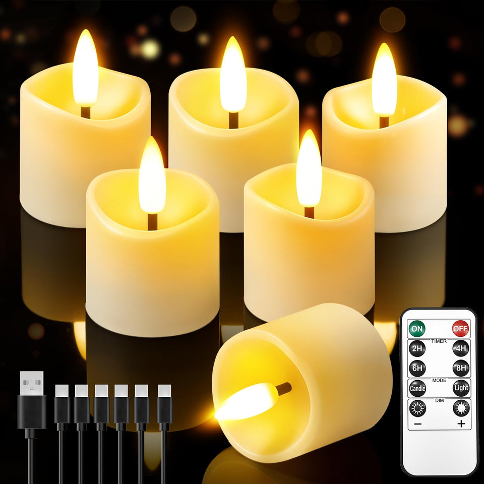 NVJGROP rechargeable flameless candles with remote control for safe ambiance.