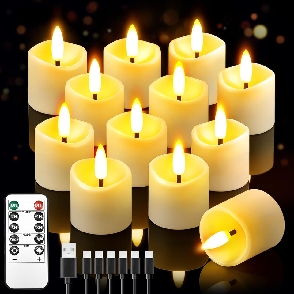 NVJGROP rechargeable flameless candle with remote for safe ambiance at home