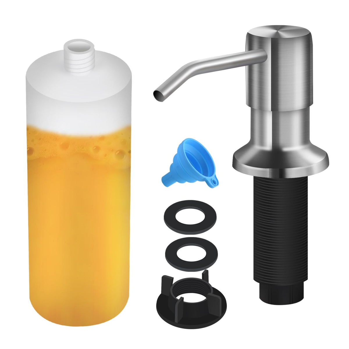 NVMTUUO kitchen sink soap dispenser with 17oz bottle for easy refills.