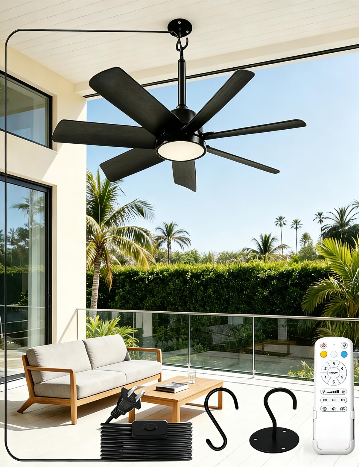 NWOP 28-inch outdoor ceiling fan with remote delivers steady airflow for patios and gardens.