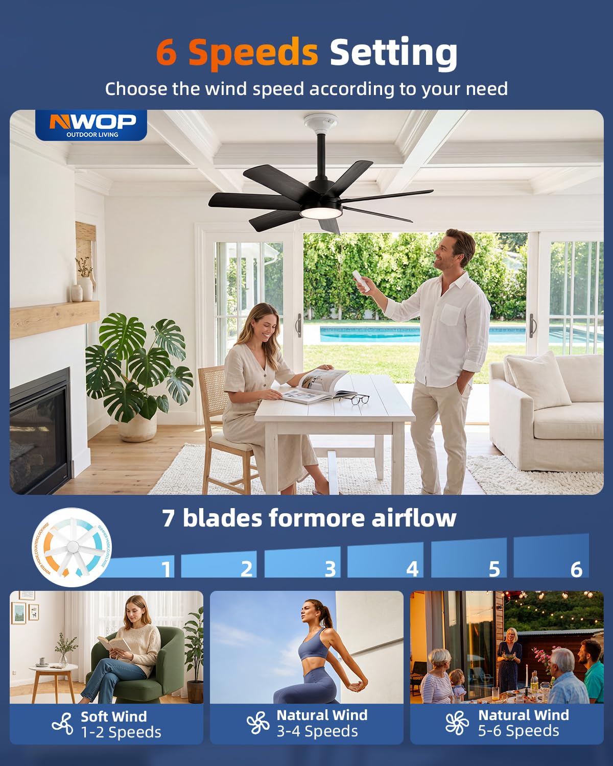 NWOP LED light with color temperature options 3000-6000K for customizable ambiance.