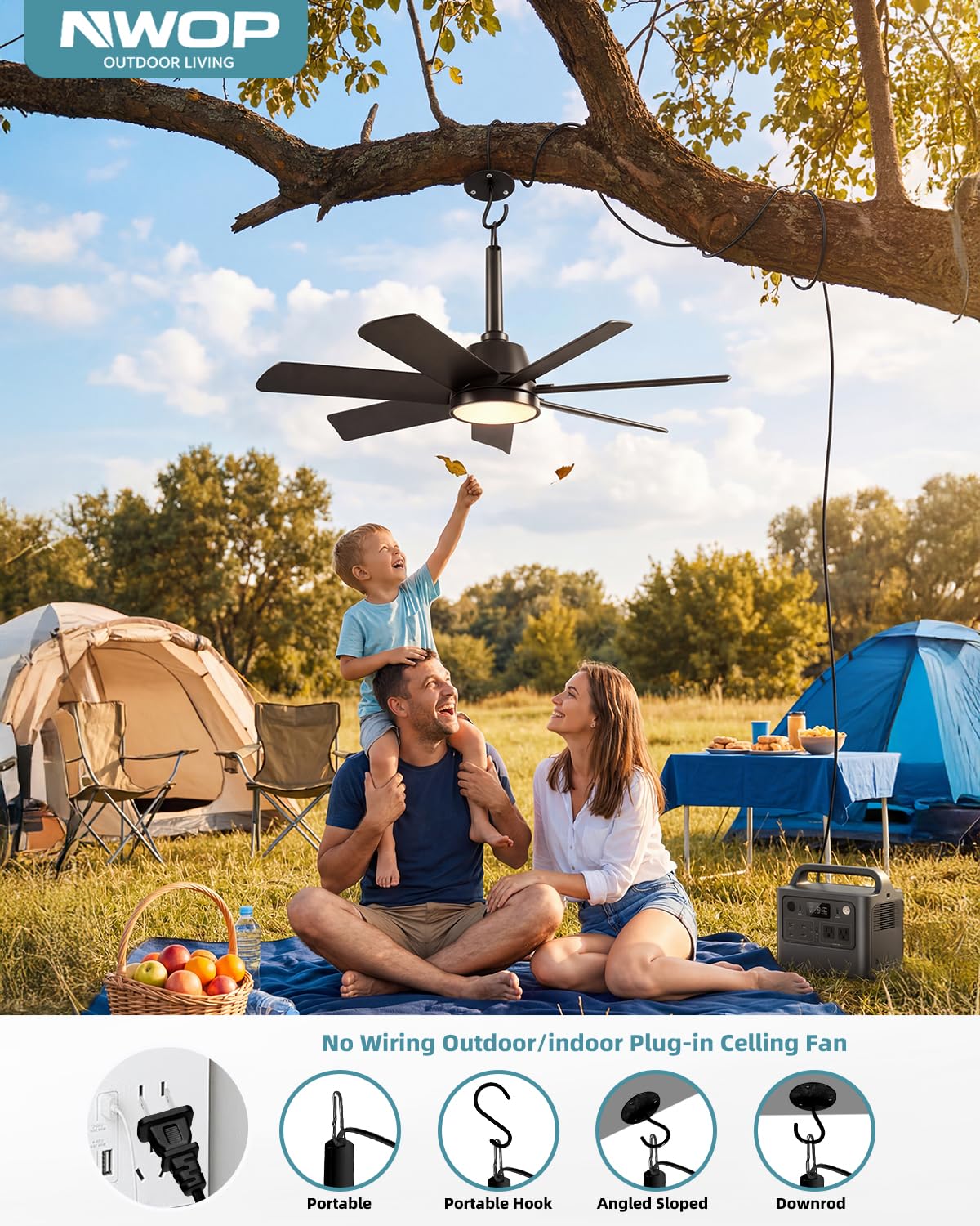 NWOP Plug-in installation for easy outdoor setup without wiring.