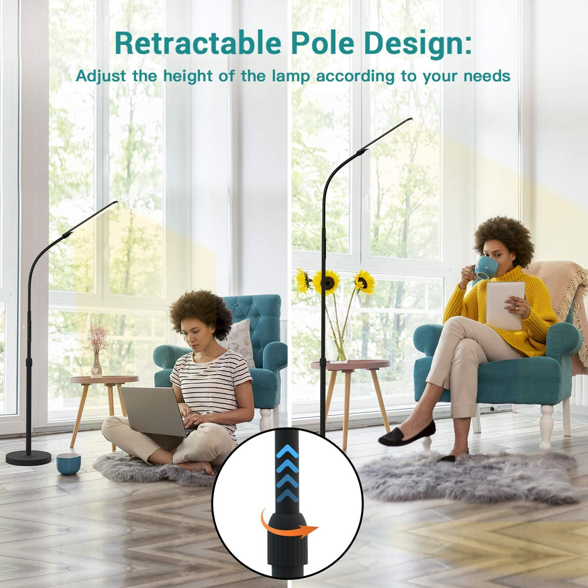 NXONE LED Floor Lamp touch control with memory presets for quick setup