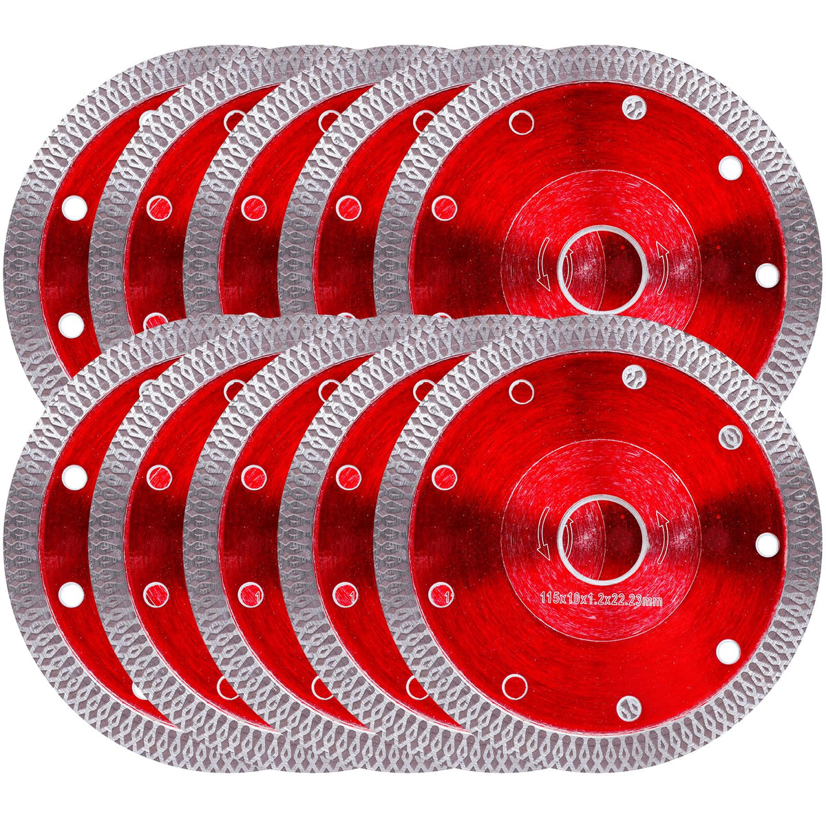 NXPPYY 10Pcs diamond blade close-up shows X-teeth for precise cuts