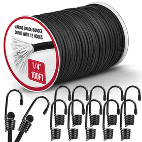 NXPPYY marine-grade bungee roll with 12 hooks for versatile outdoor securing.
