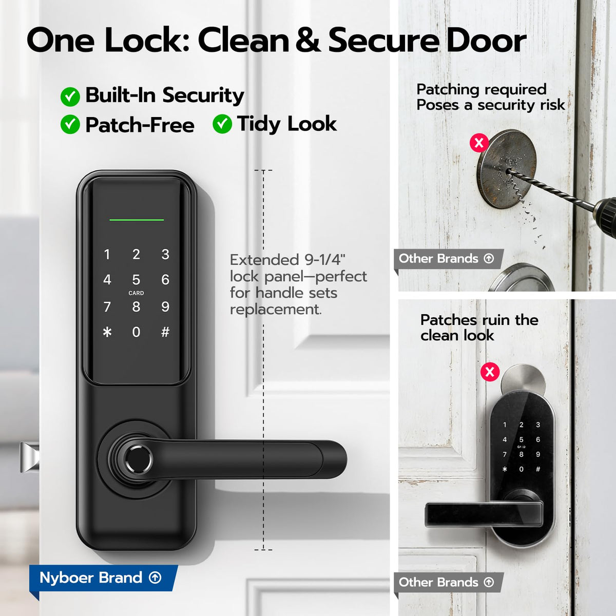 Nyboer Fingerprint Smart Door Lock app-control supports remote management