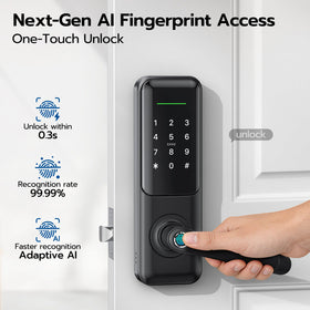Nyboer Fingerprint Smart Door Lock hole-cover highlights seamless finish