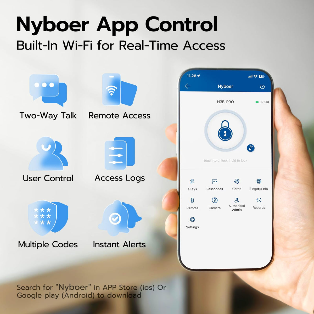 Nyboer app control screen enables remote management