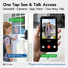 Nyboer WiFi door lock fingerprint sensor close-up enables quick access