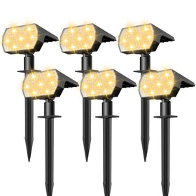 NYMPHY solar lights six-pack front view shows full installation outdoors