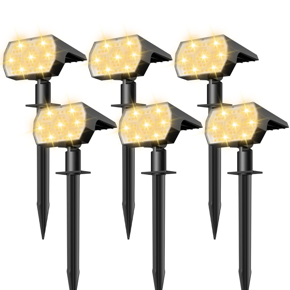 NYMPHY solar lights six-pack front view shows full installation outdoors