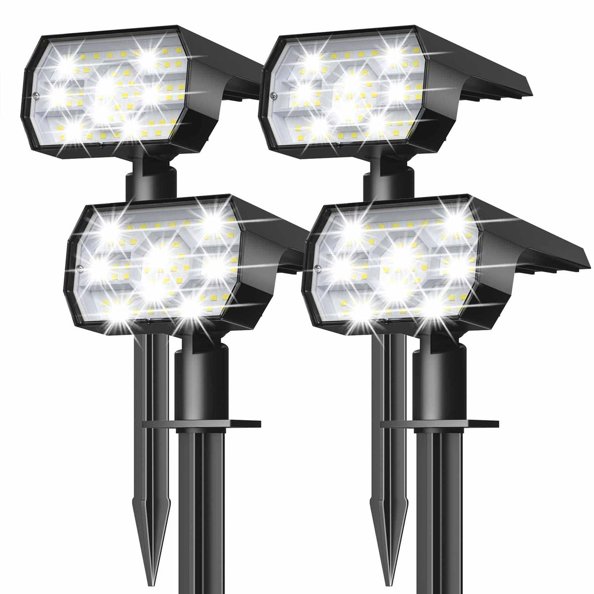 NYMPHY outdoor IP68 solar lights four-pack illuminate walkways without wiring.