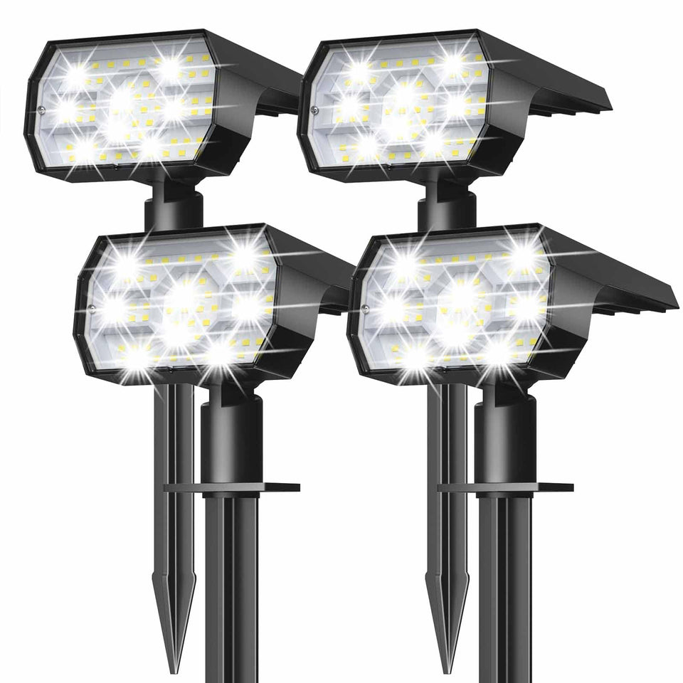 NYMPHY outdoor IP68 solar lights four-pack illuminate walkways without wiring.