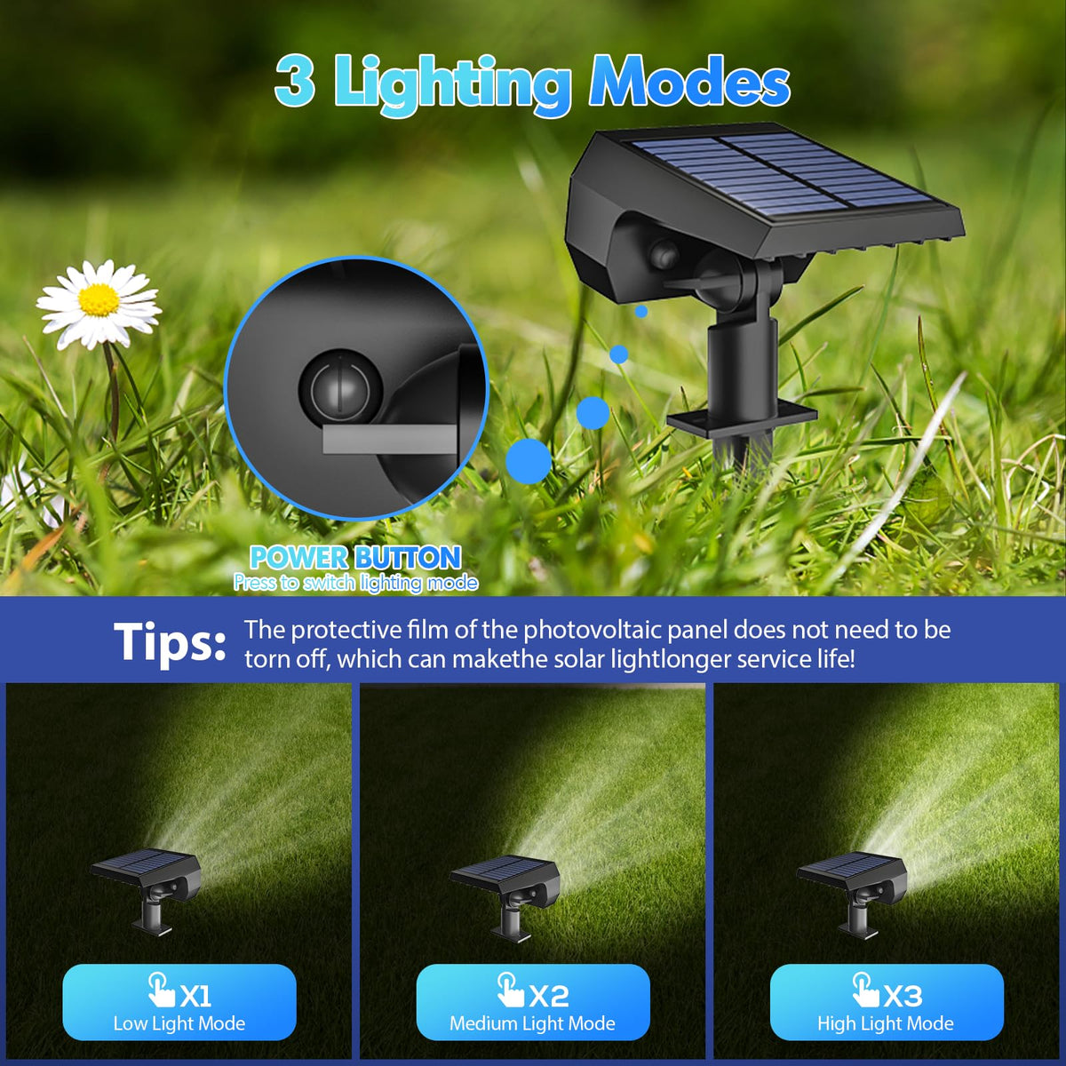 NYMPHY solar lights stake installation for landscape lighting in minutes.