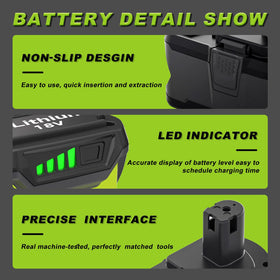 Nyveyoo 18V 8.0Ah battery in use with Ryobi tools for steady power.