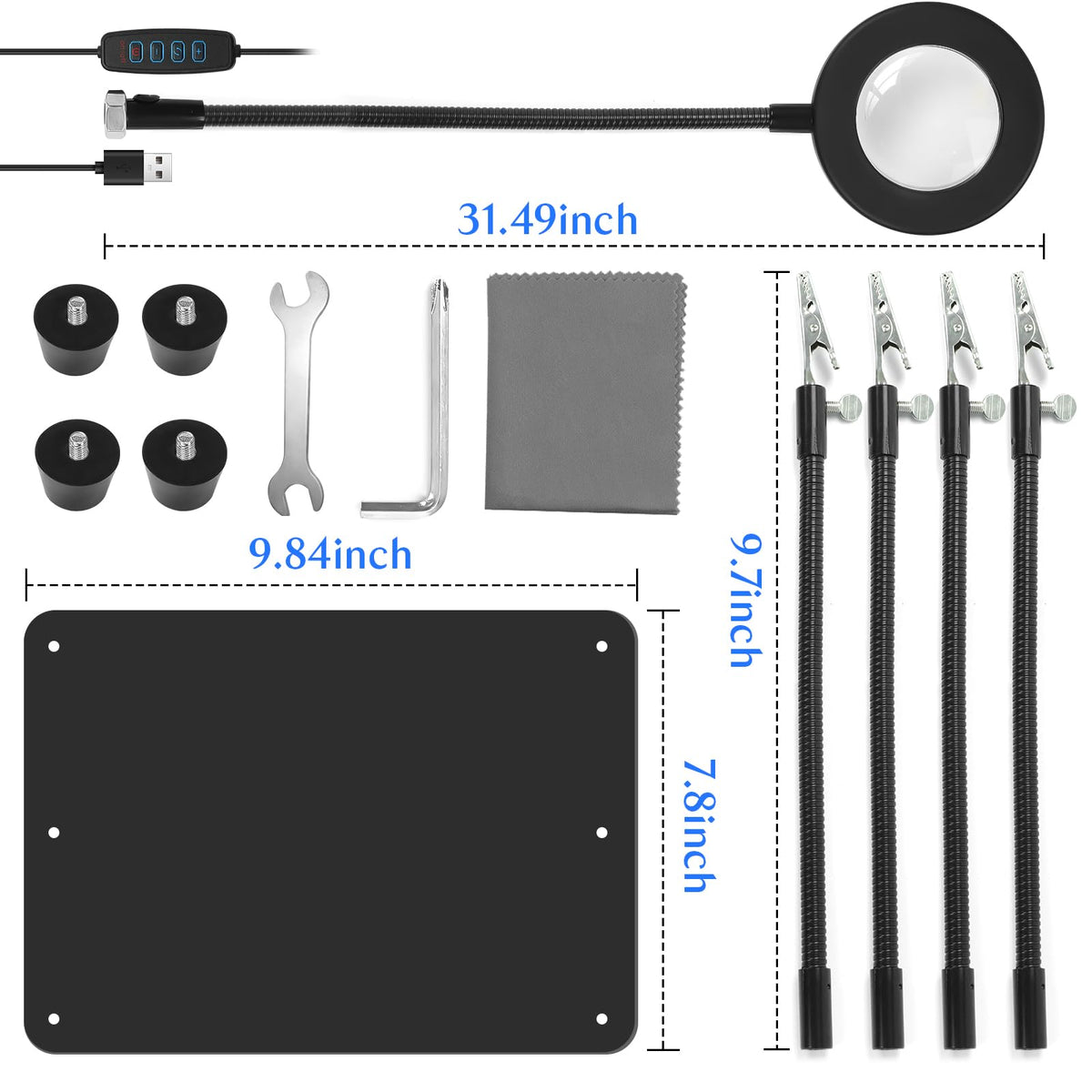 NZQXJXZ Helping Hands LED light offers adjustable brightness for clear inspection