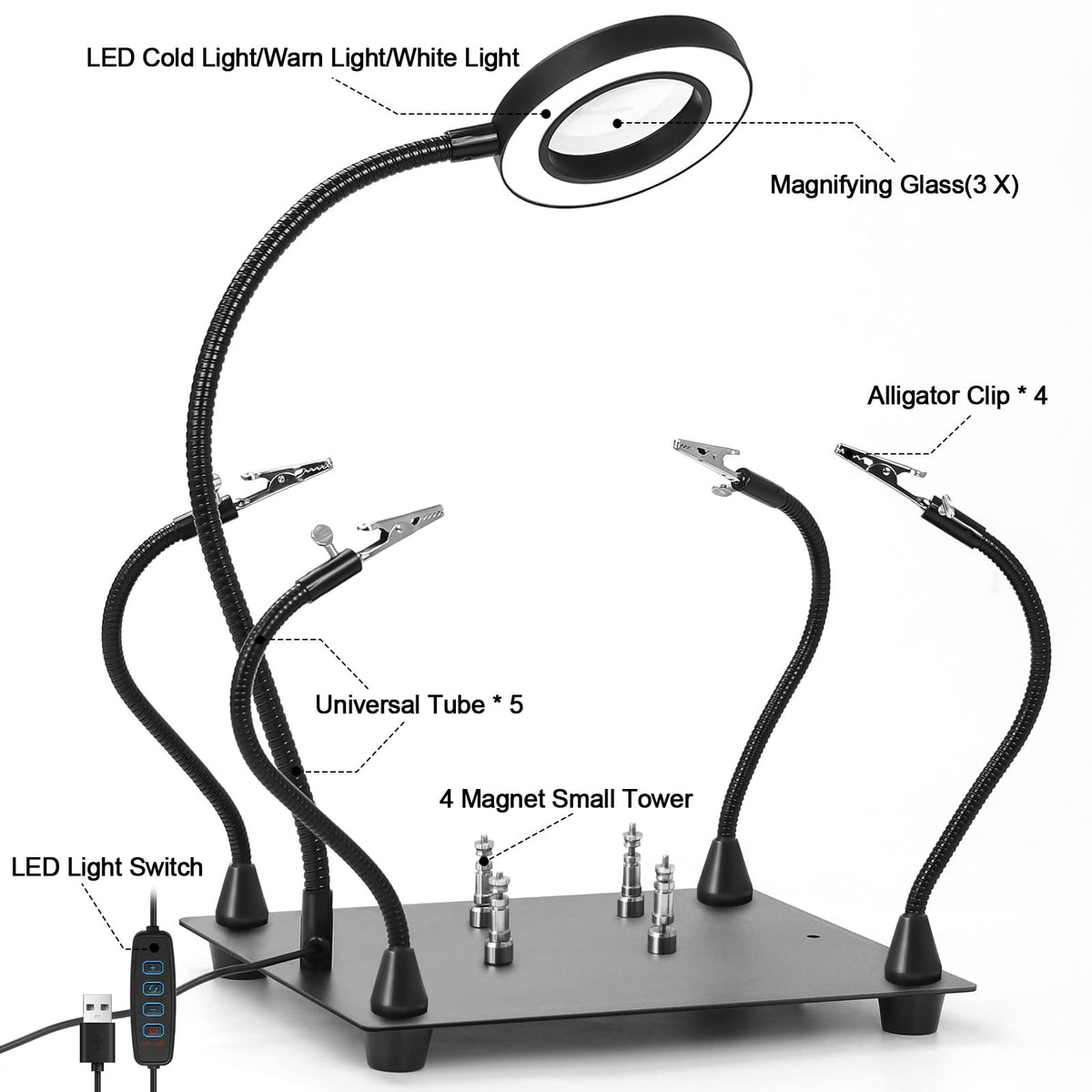 NZQXJXZ Helping Hands LED light delivers adjustable, bright illumination for precise work.
