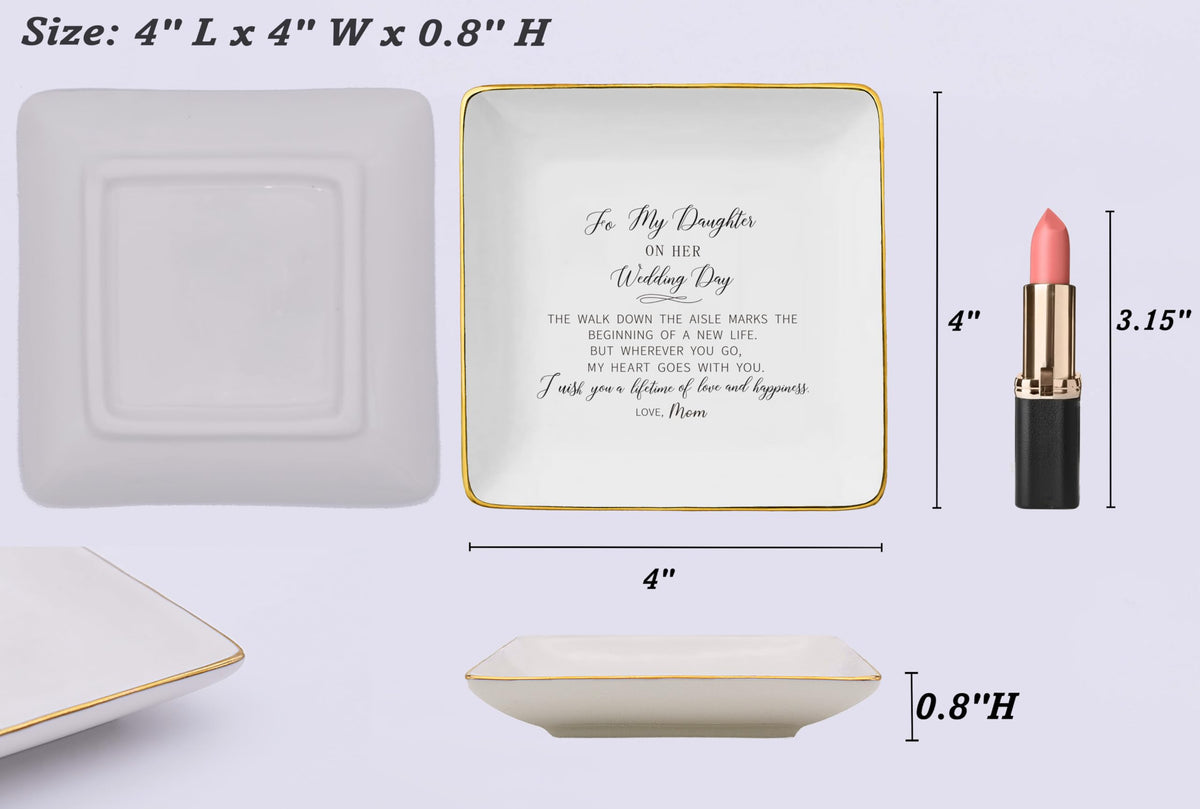 NZY ceramic tray with jewelry demonstrates versatile storage for wedding day items.