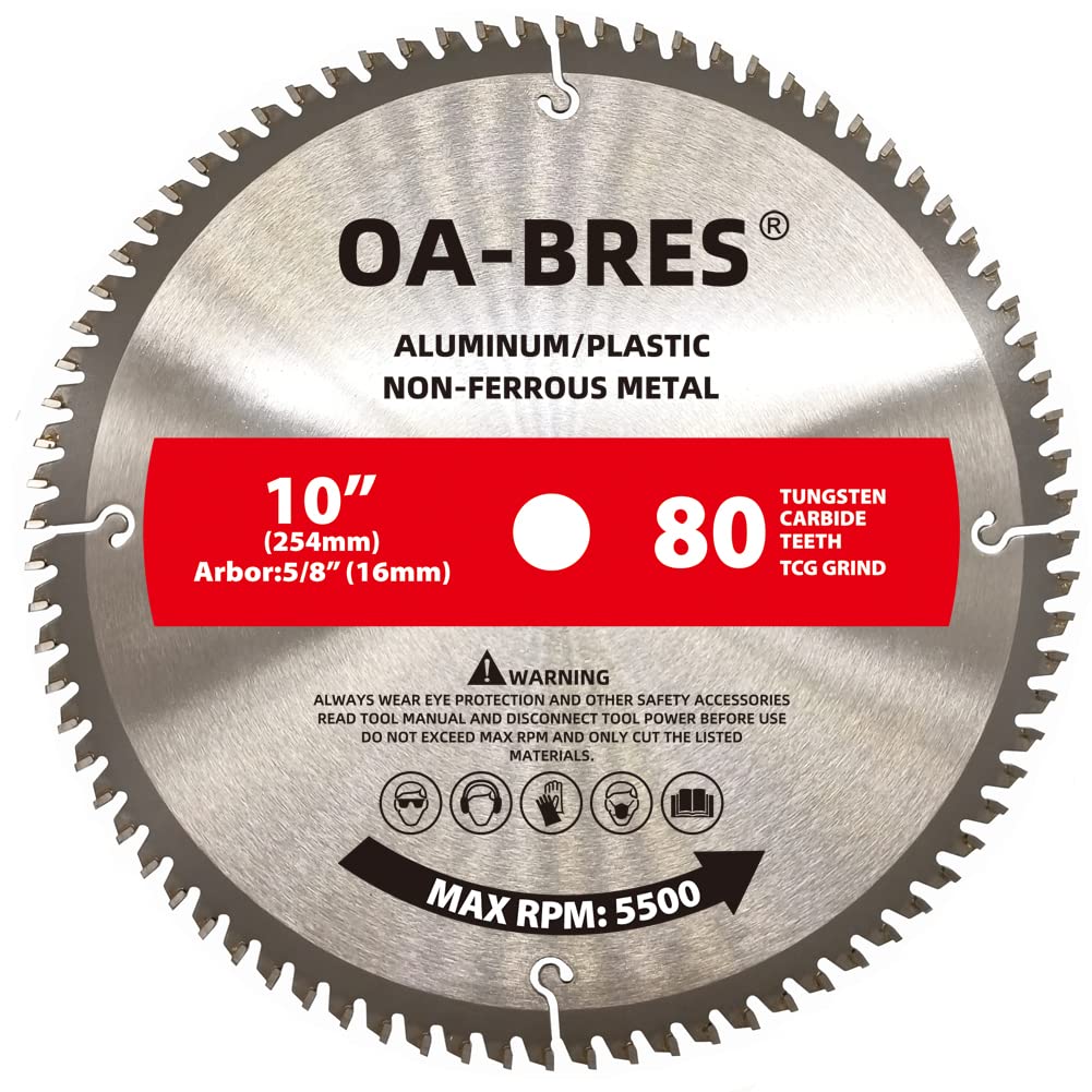 OA-BRES 10 Inch 80T TCG blade for aluminum and non-ferrous metals delivers clean, precise cuts.