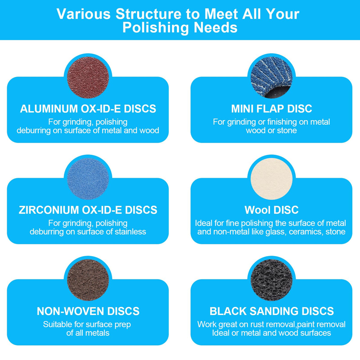 Oacdiel aluminum oxide discs 40-240 — versatile grinding for metal, wood, and painted surfaces.