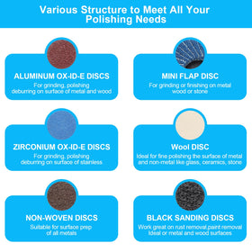 Oacdiel aluminum oxide discs 40-240 — versatile grinding for metal, wood, and painted surfaces.