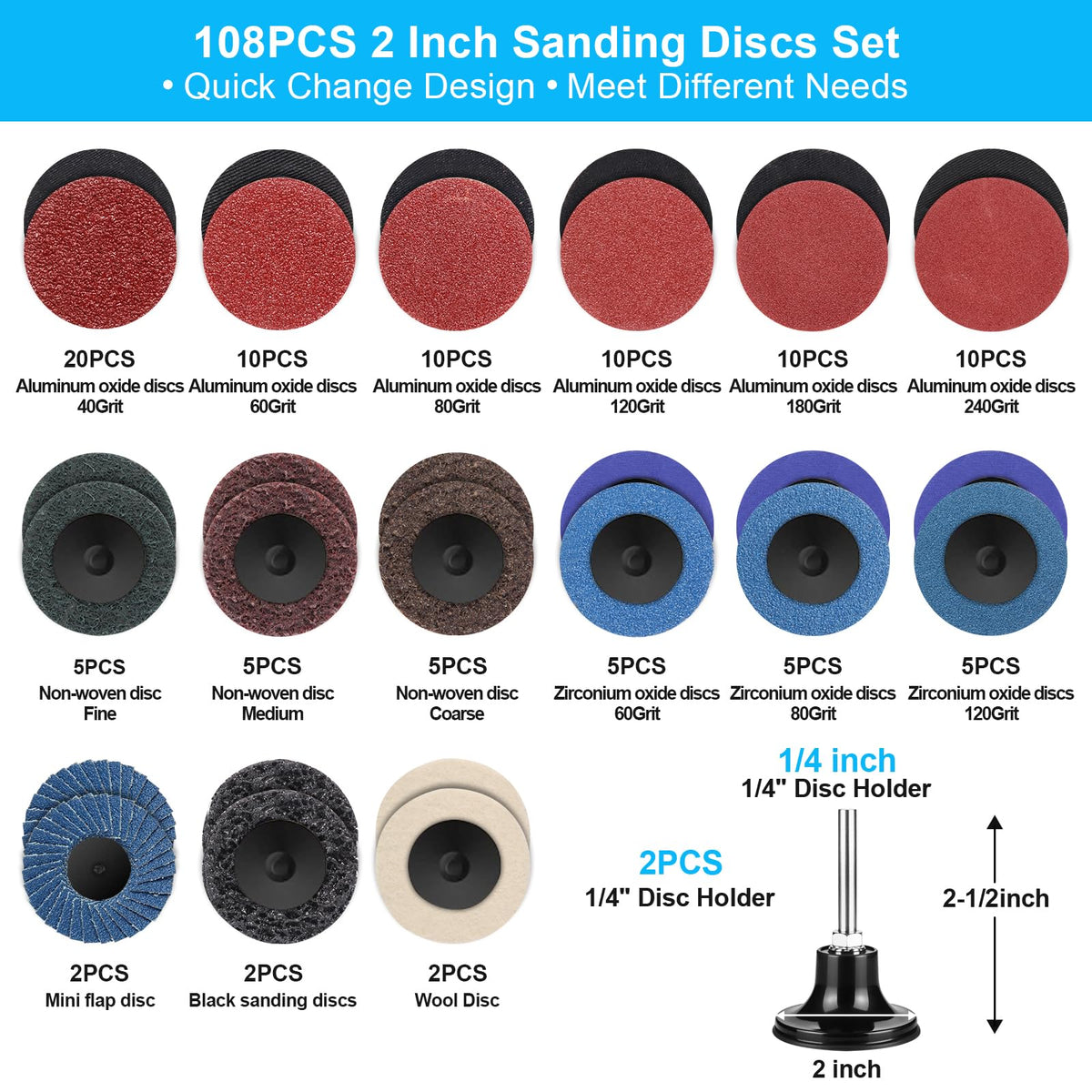 Oacdiel 1/4 inch disc holder — quick-change grip for fast, secure disc changes during work.