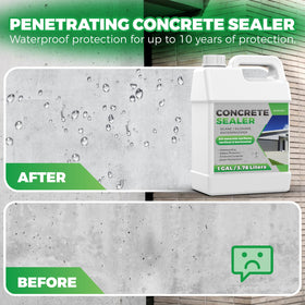 OAIEGSD silane-siloxane sealer on garage floor protects against water.