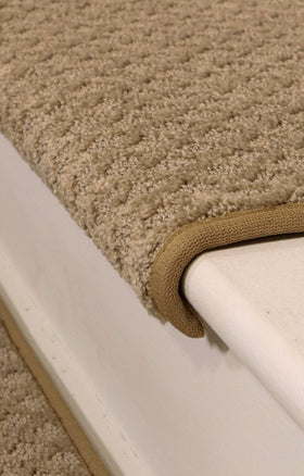 Oak Valley Bayside Charm non-skid backing provides slip resistance on wooden stairs