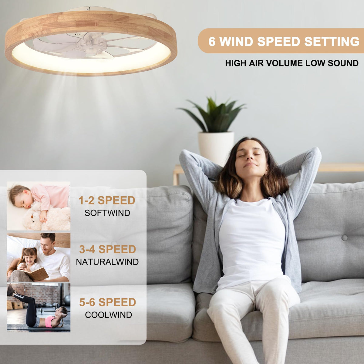 Oaks Aura six-speed settings for tailored comfort.