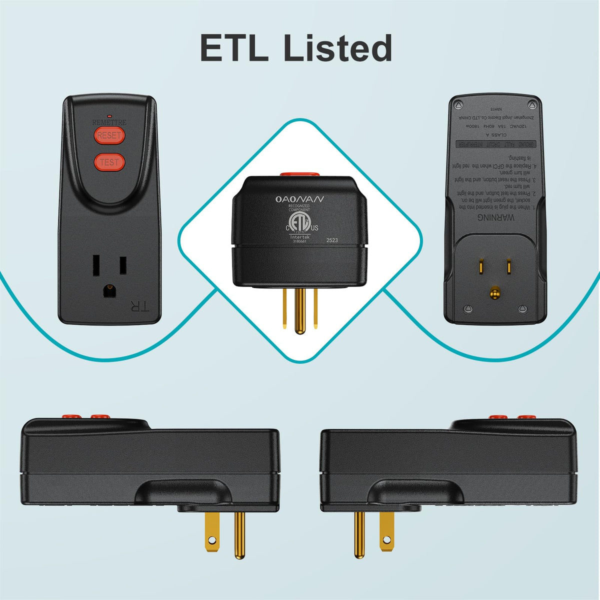 OAONAN GFCI adapter self-test every 5 seconds for constant protection.