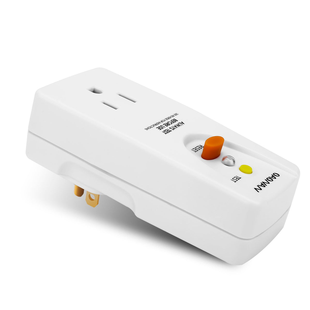 Compact OAONAN GFCI adapter showing portable safety design