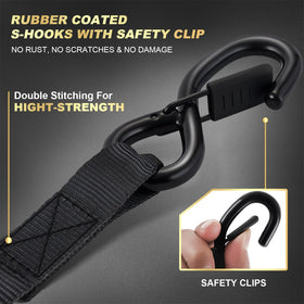 OARTTEES safety-hook with retention clip demonstrates secure attachment during transport.
