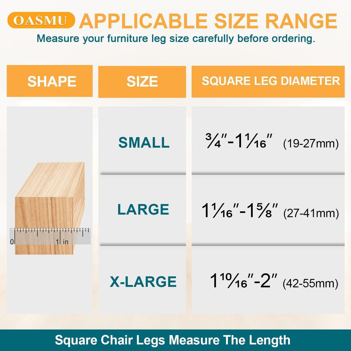 OASMU 32-piece kit for chair leg protectors reduces noise and floor wear.