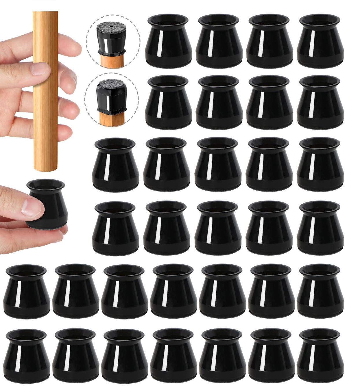 OASMU 32-piece chair leg protectors with integrated felt for floor protection