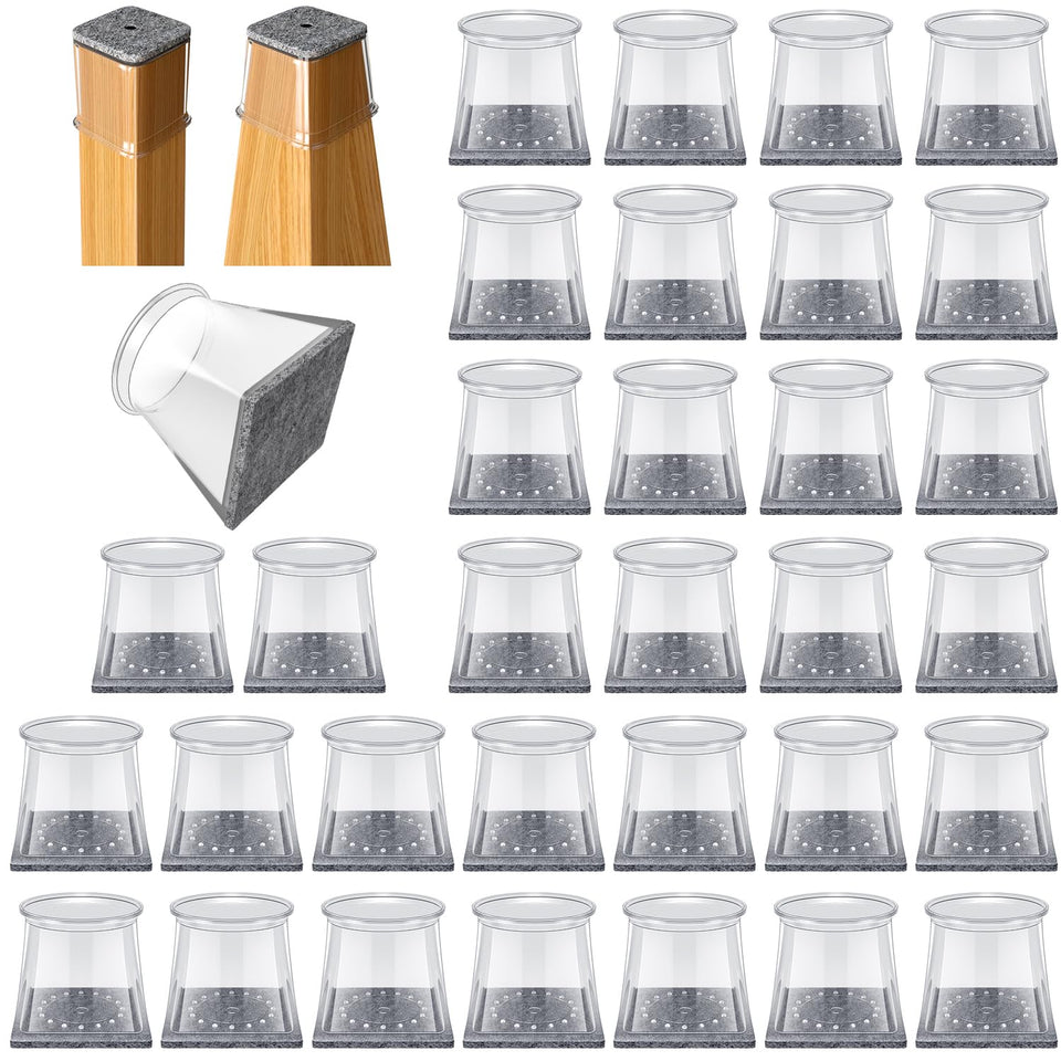OASMU 32-piece square chair leg protectors package prevents floor scratches