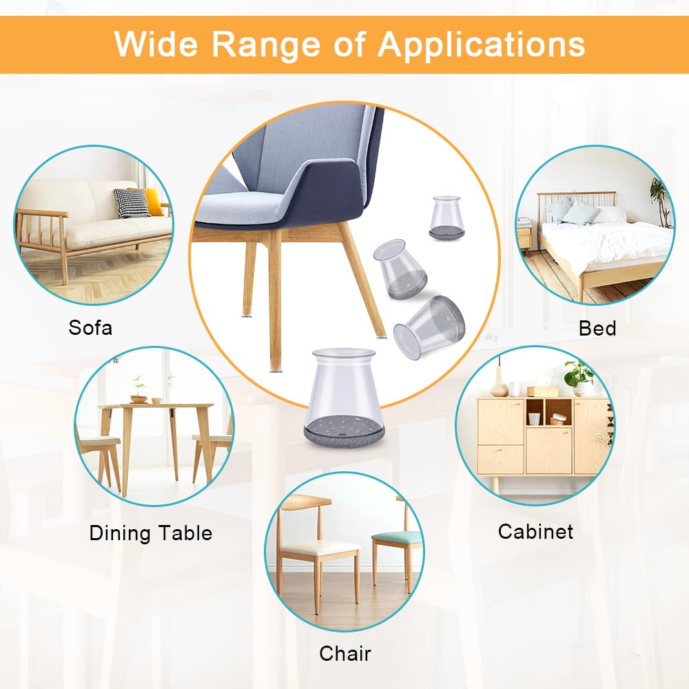 OASMU round and square feet fit many chairs for versatility