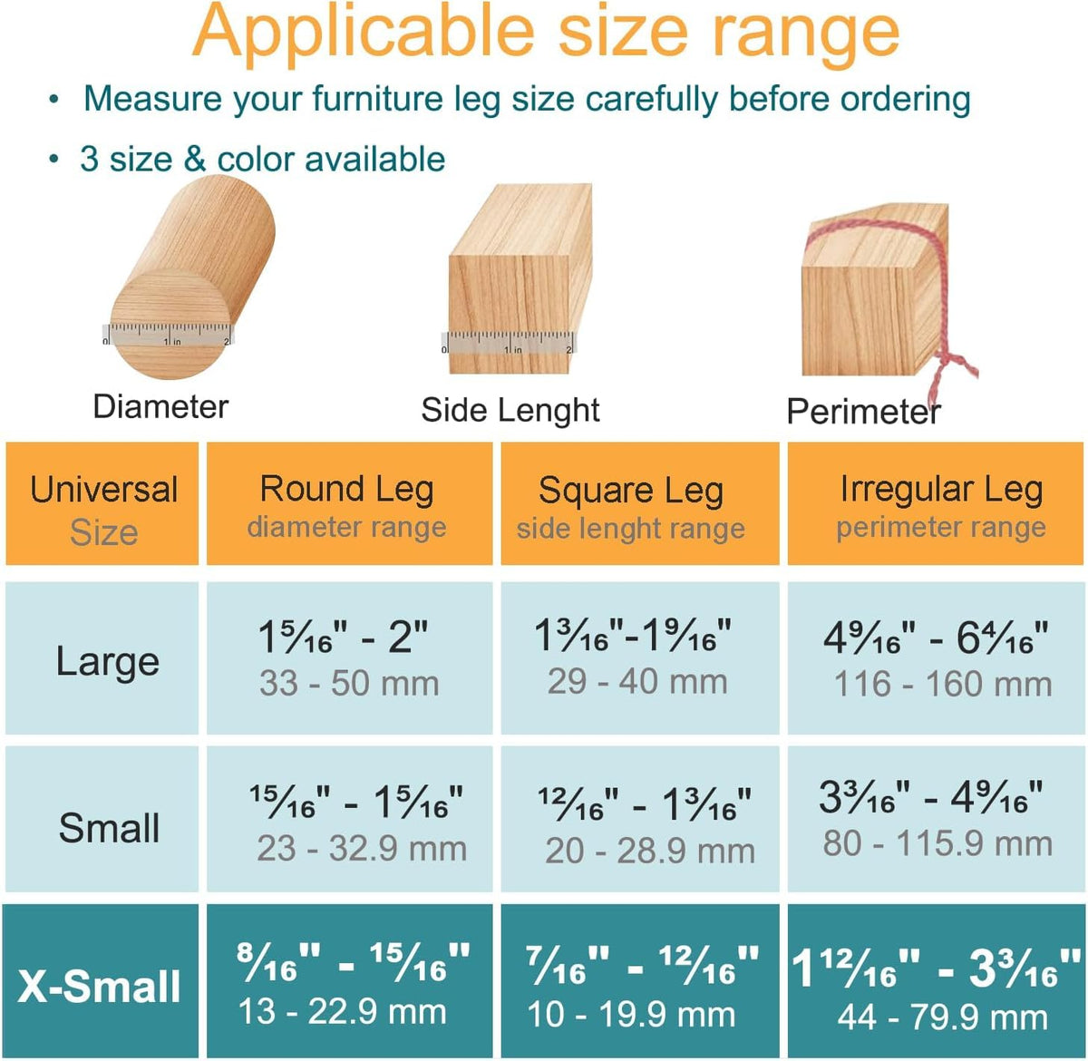 OASMU chair leg protectors fit round feet with felt pad for smoother gliding