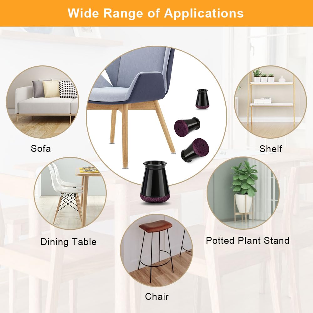 OASMU chair leg protectors with silicone felt reduce chair movement noise