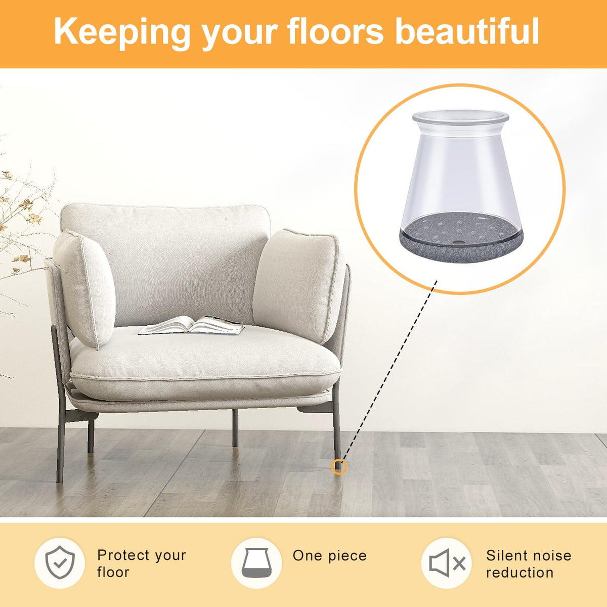 OASMU pad on hardwood floor reduces noise when sliding furniture