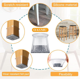 OASMU chair leg protectors reduce movement noise on hard floors.