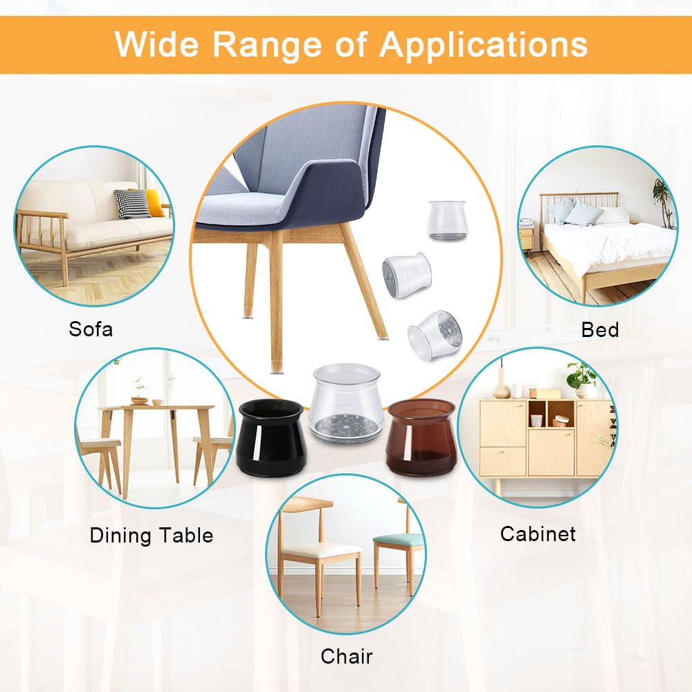 OASMU easy-install chair foot caps protect surfaces without glue.