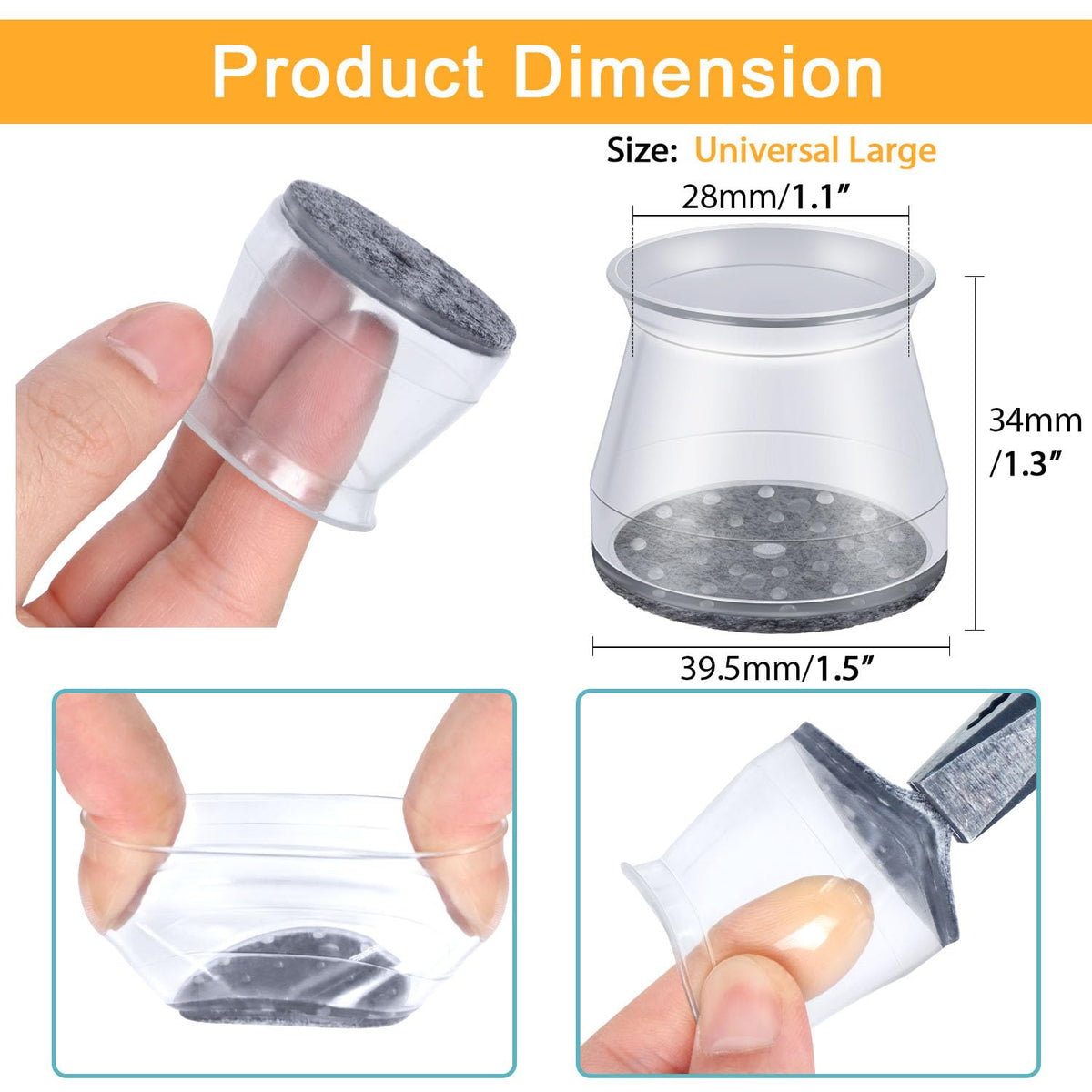 OASMU square-leg protectors fit 1-3/16 to 1-9/16 inch square legs.
