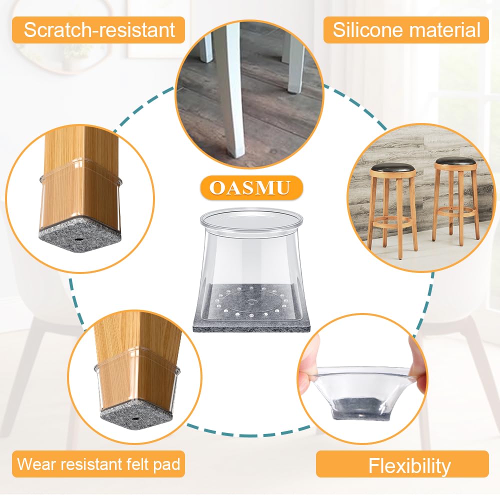 OASMU terrace and kitchen chairs protected on tile floors