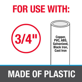 Oatey 33927 strap compatible with copper PVC ABS piping setups